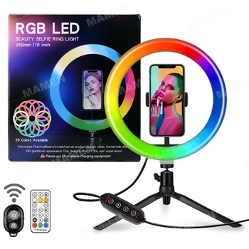 MAMEN RGB Selfie Žiedas Užpildykite Šviesa 29 Režimai 