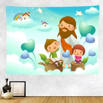 Mielas Animacinių filmų Krikščionių Jėzus Gobelenas Sienos Kabo 200x150cm Dekoro 