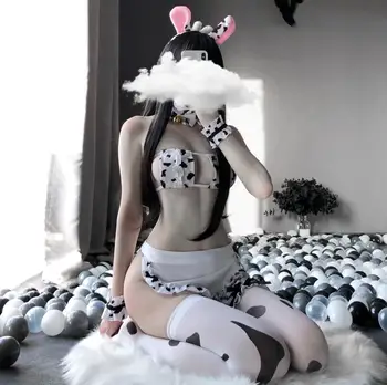 Mielas Japonų Mergina, Seksuali Uodega Draugei Karvė Tarnaitė Cosplay Seksualus Kostiumai Bikini maudymosi kostiumėlį Anime apatinis Trikotažas Lolita Liemenėlė ir Juosmenėlės Rinkinys