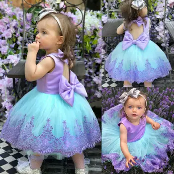 Mielas Saldus mergaičių Princesė Dress Vaikas, Kūdikis, Gėlių Mergaičių Grupė Nėrinių Promenadzie Suknelė Vestuvių Princess Tutu Tiulio Suknelės Violetinė Mėlyna karšto