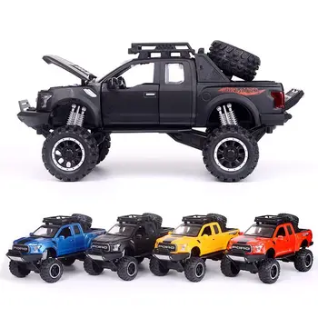 Modeliavimo Raptor F150 visureigis lydinio transporto priemonės modelio Elektroninių žaislų su Modeliavimas šviesos Muzikos Modelio Automobilių Žaislas vaikams, dovana, 1:32