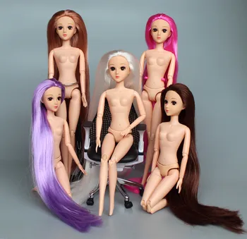 Naujas Dizainas Nude Naked lėlės Žaislas / 3D akis / Real Blakstienų / Jungtinio Kilnojamojo /Ilgi Plaukai iki Grindų, Kūdikių Lėlės, Žaislai Mergaitėms Dovanų