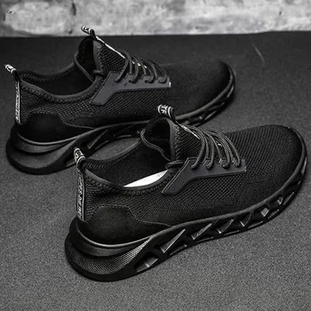 Nauji sportbačiai Vyrai lengvas Veikia sportiniai bateliai, lauko juoda priešslydžio sistema bėgioti, vaikščioti batų Kvėpuojantis Nėriniai-up kelionės batai