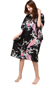 Naujovė Žalia Kinijos Moterų Dirbtiniais Šilko Skraiste Vasaros Vonia Suknelė Sleepwear Pižamą Suknelė Mujer Pijama Vienas Dydis LS006B