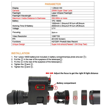 Naujų atnaujinti Karšto Lauko Medžioklės Regos Akyse Taktinis Riflescope Infraraudonųjų spindulių skaitmeninis naktinio matymo, su anti shock For Riflescope