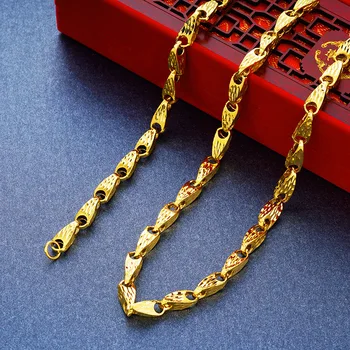 Nekilnojamojo Karoliai Vyrams Meliono Sėklų Dizainas 24K Aukso Tuščiaviduriai Pažaboti Susieti Grandinės Karoliai 2018 Fine Jewelry Collier Nemokamas Pristatymas