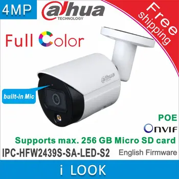Nemokamas pristatymas Dahua IPC-HFW2439S-SA-LED-S2 4MP Built-in Mic IP Kameros 24 Valandas Full IP67 WDR Bullet Fotoaparatas