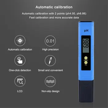 Nešiojamas LCD Skaitmeninis PH-Metras Testeris Pen Vandens Kokybės, Grynumo Monitoriaus Filtro Matavimo už Akvariumas Vyno Šlapimo Acidometer
