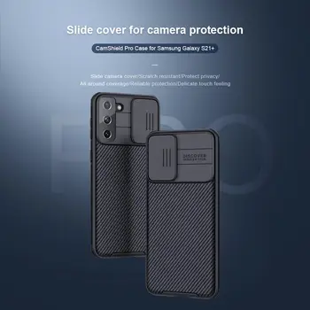 Nillkin Kameros Apsaugos Case for Samsung Galaxy S21 Plius S21 Ultra Matinio Kieto PC Tekstūra Nailono Minkštos TPU Apversti Odos Padengti