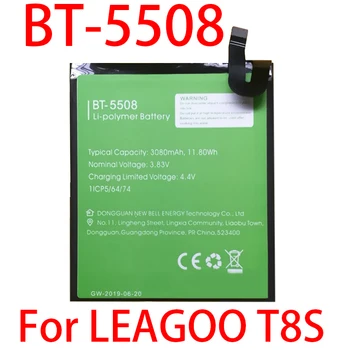 Originalus 3080mAh BT-5508 Baterija Leagoo T8S Mobiliųjų Telefonų Sandėlyje Aukštos Kokybės +Sekimo Kodas