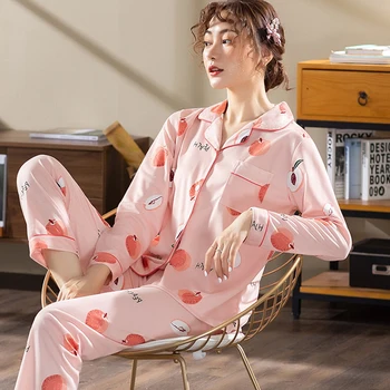 Pyjama Moterų Pižama Satino Rinkinys HomeWear Moterų Ilgomis Rankovėmis Viršūnes+Kelnės Polka Dot Pijamas Mujer Laisvalaikio Sleepwear Pieno Skiautelėmis