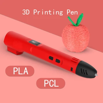 QCREATE 3D Spausdinimo Pen PCL PLA Režimu, LCD Ekrane Reguliuojamas Šildymo Temperatūra 8 Pavaros Greitis Su 50 Metrų ilgio 10 Spalvų Gijų