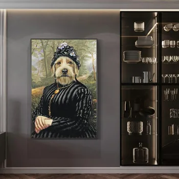 Retro Sienos Meno Šuo Karinę Uniformą Tapybos ant Drobės Sienų Plakatai Ir Spausdina Šunų Nuotraukas, už Namų Sienų Apdaila