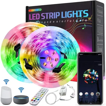 RGB SMD5050 Tuya WiFi Smart Muzikos LED Juostos Spalva Juosta, LED Žibintai, 5M 10M, 15M 20M Darbo su Alexa, Google Asistento Valdymo Balsu