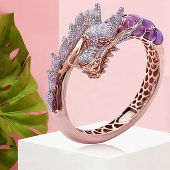 Romantika Rose Gold Kinijos Etninės Stiliaus Dragon Full Cirkonis Žiedai Pasiūlymą Dalyvavimas Vestuvių Juostoje Žiedai Jubiliejų Dovana, Papuošalai