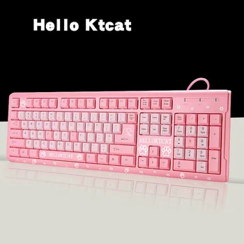 Rožinė KTCAT Klaviatūra USB Laidinio Mielas Mergaičių-Ultra plonas Kompiuteris, USB Klaviatūros Darbalaukio Mergaitės