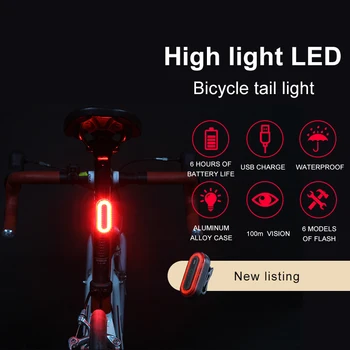 USB Įkrovimo Dviračių Galinis Žibintas Dviračių LED užpakalinis žibintas Galinio Žibinto Dviračių ženklas lankstymo dviračių priedai, led dviračio žibintas