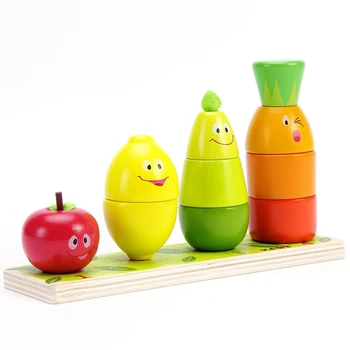 Vaikai Mediniai Švietimo Žaislas Vaisių Forma, Spalva Rūšiavimo Krovimas Stambusis Pastatų Dėlionės Vaikams Montessori Ankstyvo Mokymosi