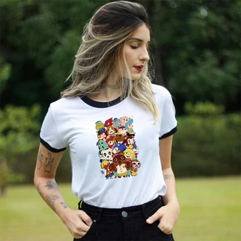 Vasarą Gyvūnų Kirtimo Moterys T Shirts Juokinga Kawaii Animacinių filmų marškinėliai Topai Harajuku Apvalios Kaklo trumpomis Rankovėmis Atsitiktinis Moterų Tshirts