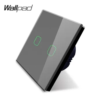 Wallpad K3 Capacitive 2 Gaujos LED Touch stiprumą 4 Spalvos Grūdinto Stiklo plokštės Sienos, Elektros Šviesos Dvigubas Jungiklis UK EU