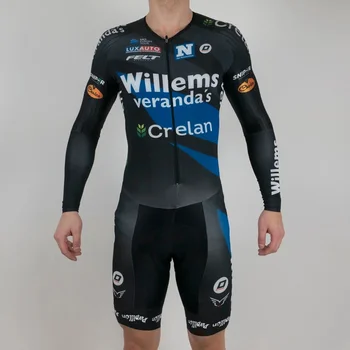 Willems Crelan vyrų skinsuit dviračių džersis triatlonas drabužių conjunto ropa ciclismo hombre MTB ciklo drabužių pro komandos jumpsuit