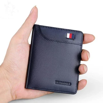 WILLIAMPOLO slim piniginės, vyriškos aukštos kokybės odos mini piniginės trumpas vertikalus kortelė pakuotėje pl296