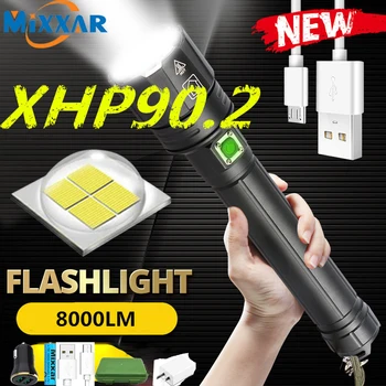 Z20 2021 METŲ Dovana XHP90.2 Ultra Galingas 26650 LED Žibintuvėlis XLamp USB Įkrovimo XHP70 Taktinis Šviesos 18650 Zoom Stovykla Fakelas