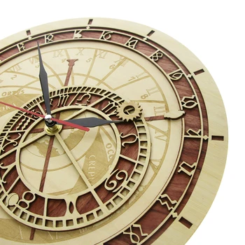Čekija Prahos Astronominis Medienos Laikrodis Kaimiškas Astrologija Valyti Kvarco Raundo Žiūrėti Viduramžių Astronomijos Ekologinio Draugiškas Horloge