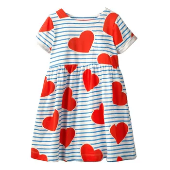 Šokinėja Metrų Prekės Juostele atsitiktinis Mergina suknelės vasaros širdis kūdikio medvilnė, suknelės 2019 drabužių trumpomis rankovėmis, vaikams, suknelės